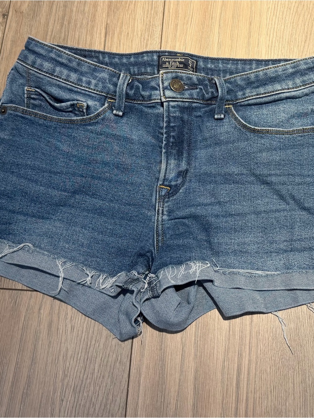 Abercrombie & Fitch Blue Frayed Hem Denim Shorts